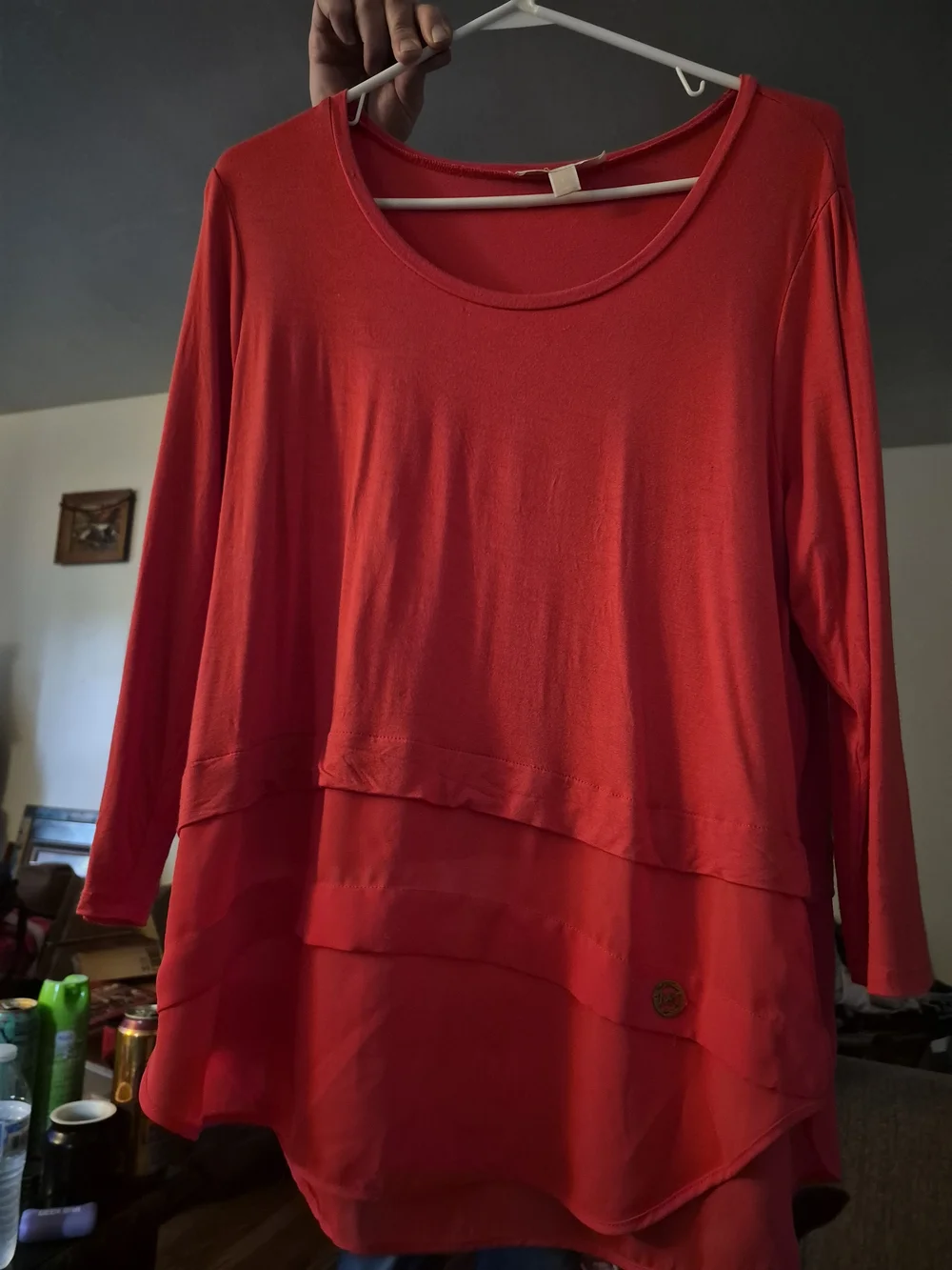 Michael Kors Red Layered Long-Sleeve Tunic